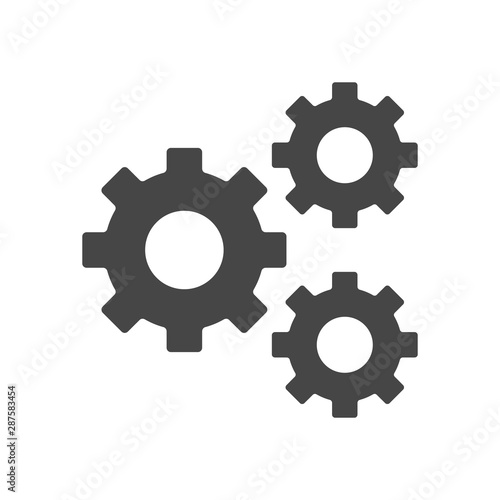 Setting, Gear, Tool, Cog Flat Web Mobile Icon Vector Sign Symbol Button Element Silhouette isolated on white background.