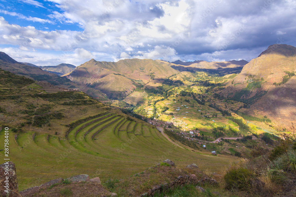 Inca cultivation terraces. Pisac, Sacred Valley of the Incas, Peru.