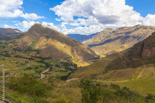 Inca cultivation terraces. Pisac, Sacred Valley of the Incas, Peru.