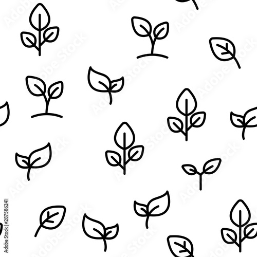 Fototapeta Naklejka Na Ścianę i Meble -  Different Plants Vector Seamless Pattern Thin Line Illustration