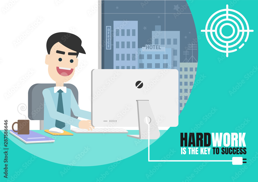 Hard work is the key to success businessman in office Hard work is the key to success businessman in office
