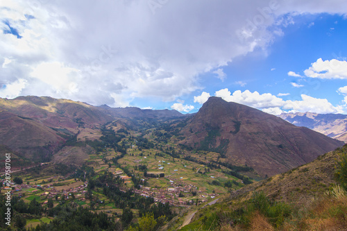 Panoramic landscape in the Sacred Valley of the Incas, Pisac, Peru. © Javier