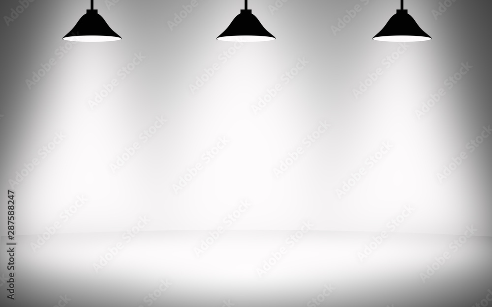 Gray empty room studio gradient with spotlight used for background and ...