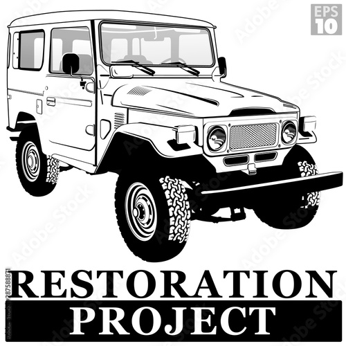 A classic JDM offroad 4x4 vehicle with hardtop from the 1980s for restoration project. photo