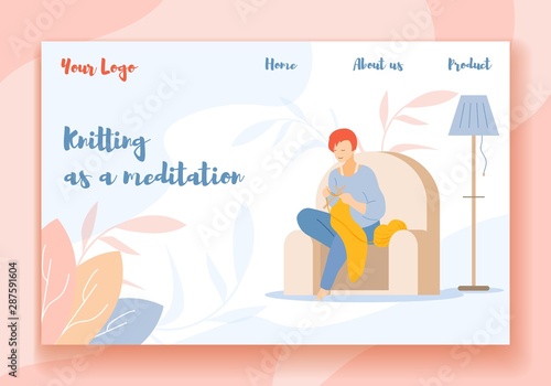Knitting as a Meditation Horizontal Banner. Hobby