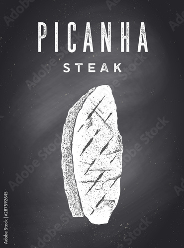 Steak, Chalkboard. Kitchen poster with steak silhouette