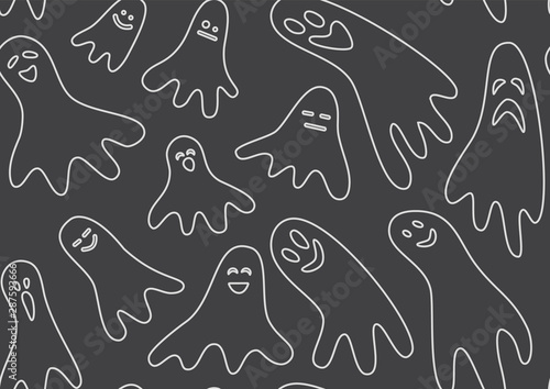 Ghost black and white seamless chalkboard pattern