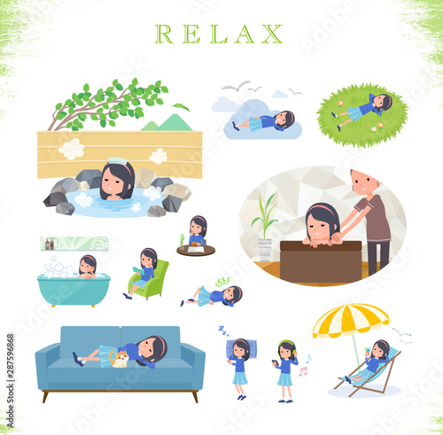 flat type Blue clothes headband girl_relax