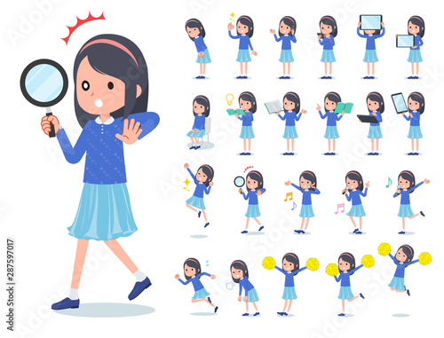 flat type Blue clothes headband girl_Action