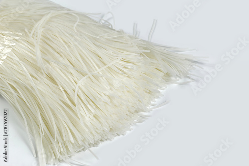 died rice noodles on white background
