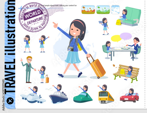 flat type Blue clothes headband girl_travel