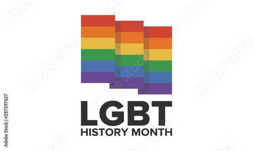 LGBT history month. Pride Month. Lesbian Gay Bisexual Transgender. Celebrated annual. LGBT flag. Rainbow love concept. Human rights and tolerance. Poster, card, banner and background. Vector