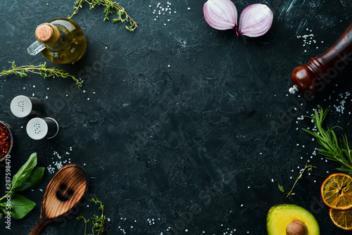 Cooking banner. Food. Top view. Free space for your text.