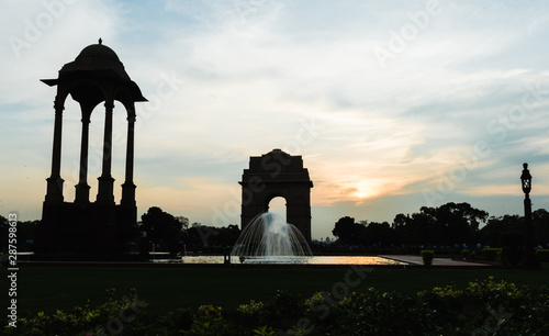 Canopy and India Gate at evening photo