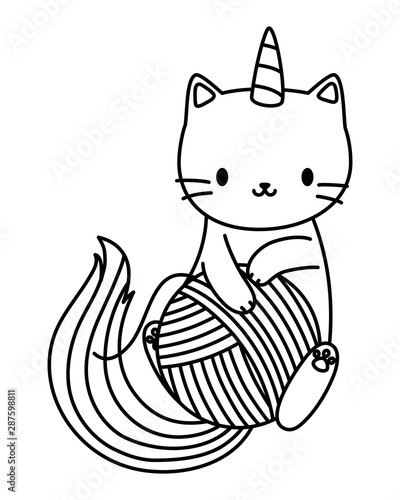 Unicorn cat cartoon vector design