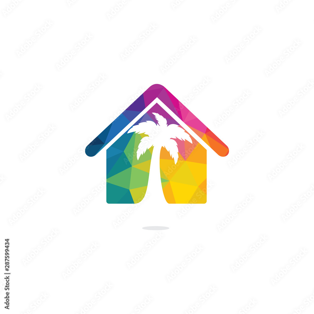 Vector house and palm tree logo. Beach house logo design. Stock Vector ...