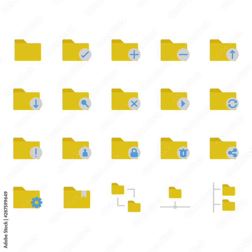 Folder related icon set. Vector illustration Folder related icon set. Vector illustration