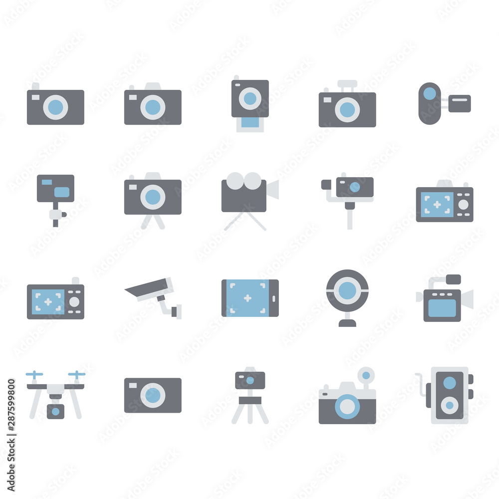 Camera related icon set. Vector illustration Camera related icon set. Vector illustration