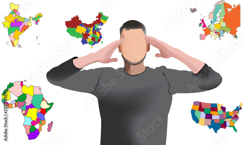 ragazzo con le mani sulla testa decide dove fare vacanza