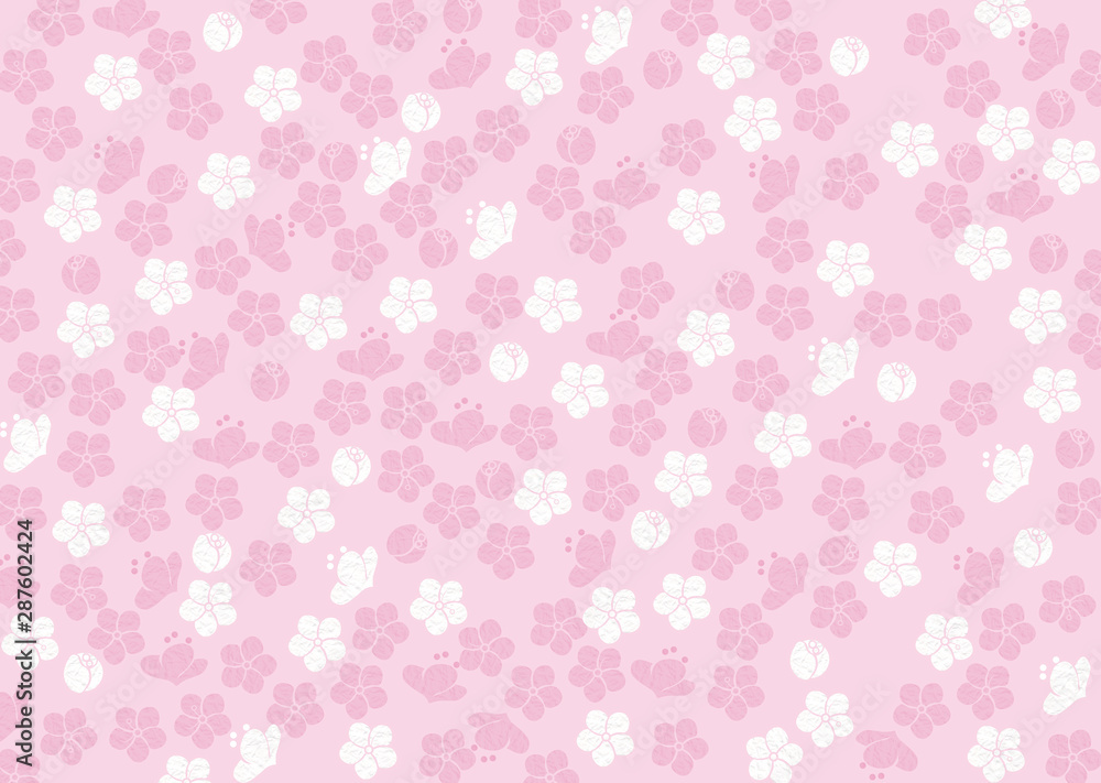 梅の花をあしらった和柄の背景素材 梅の花をあしらった和柄の背景素材