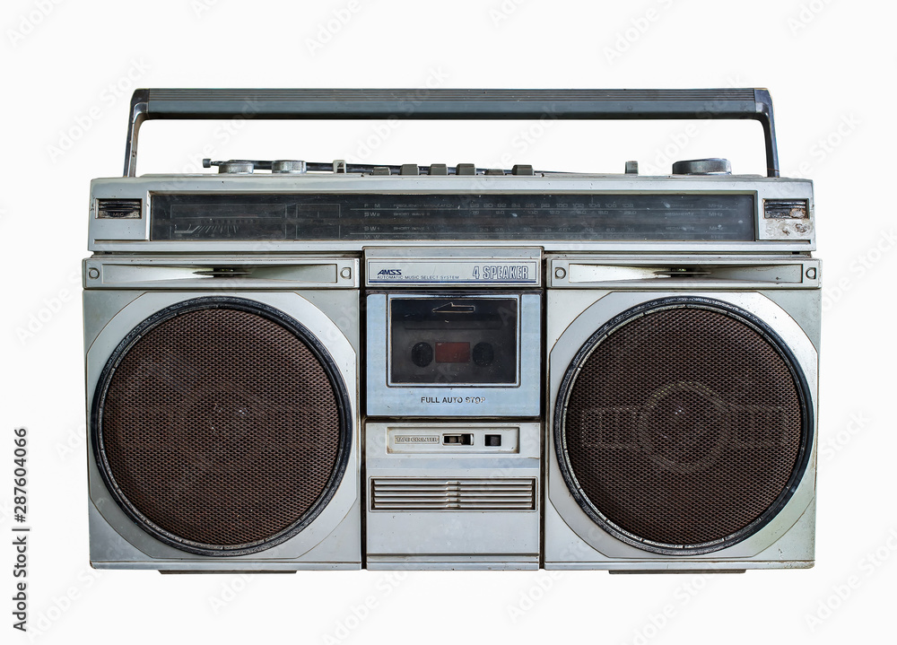 old retro radio cassette recorder on white background Stock-Foto | Adobe  Stock