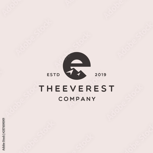 simple modern letter e mountain logo design