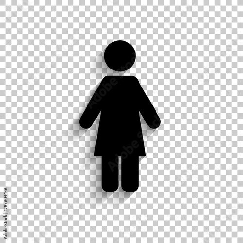 Woman - black vector  icon with shadow