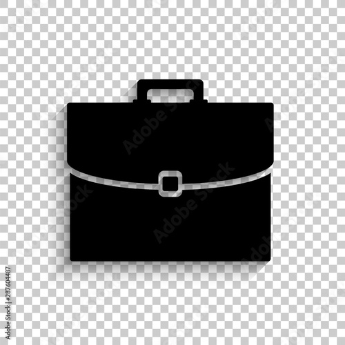briefcase - black vector  icon with shadow