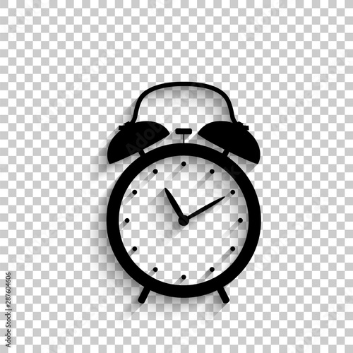 alarm clock - black vector  icon with shadow