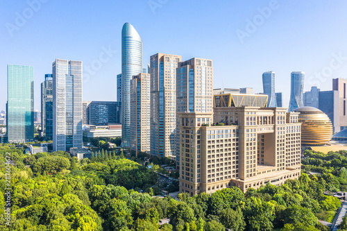 city skyline in hangzhou china