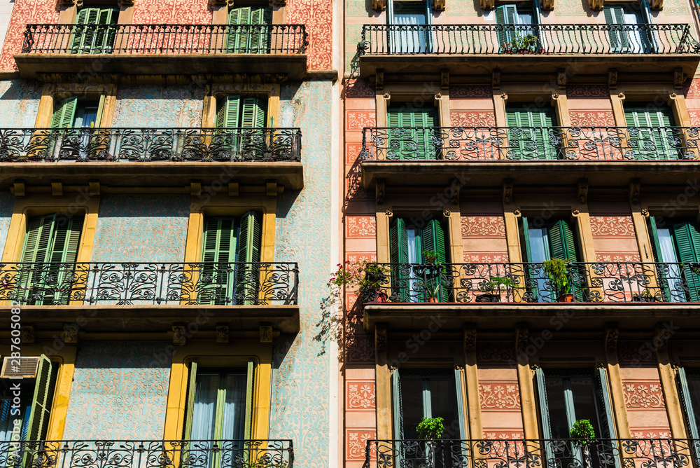 Traditional colorful Spanish architecture houses