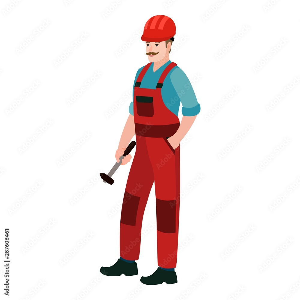 Man with hammer icon. Flat illustration of man with hammer vector icon for web design