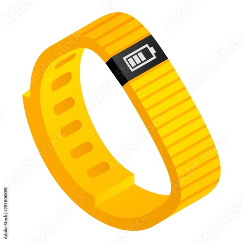 Yellow fitness tracker icon. Isometric of yellow fitness tracker vector icon for web design isolated on white background