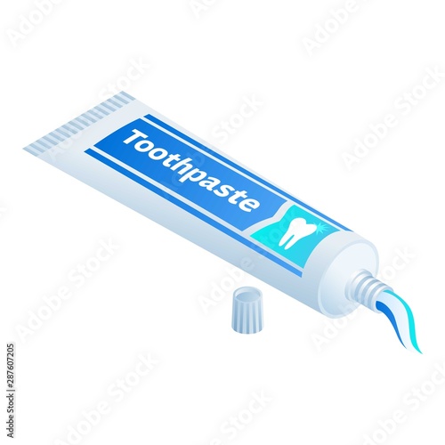 Toothpaste icon. Isometric of toothpaste vector icon for web design isolated on white background