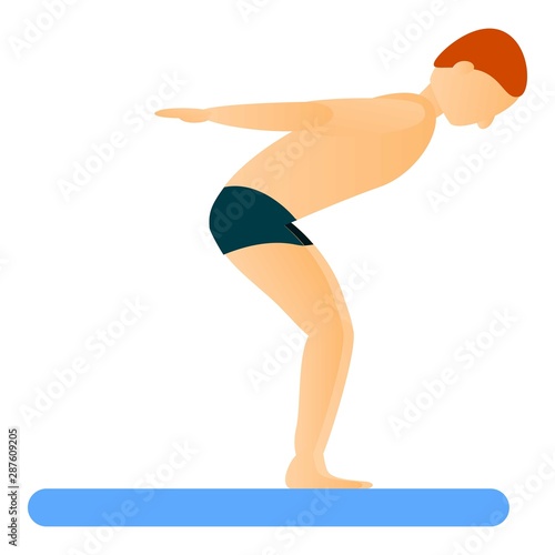 Boy jump diving board icon. Cartoon of boy jump diving board vector icon for web design isolated on white background
