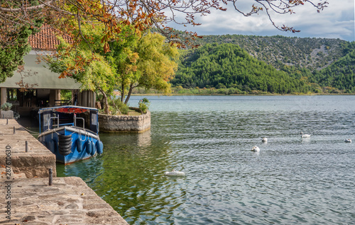 Visovac island catholic monastery island in Croatia photo