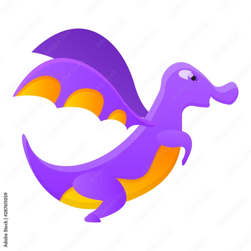 Purple dragon icon. Cartoon of purple dragon vector icon for web design isolated on white background Purple dragon icon. Cartoon of purple dragon vector icon for web design isolated on white background