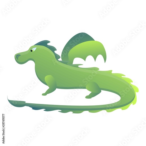 Green dragon icon. Cartoon of green dragon vector icon for web design isolated on white background