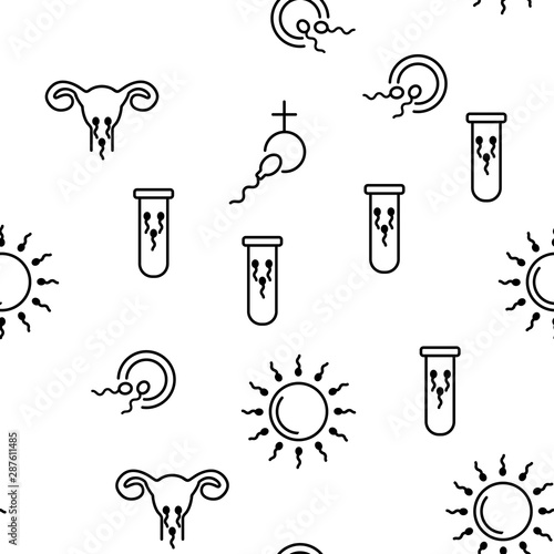 Sperm Cells Vector Seamless Pattern Thin Line Illustration