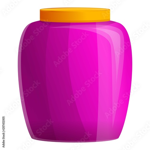 Sweet pink jam jar icon. Cartoon of sweet pink jam jar vector icon for web design isolated on white background