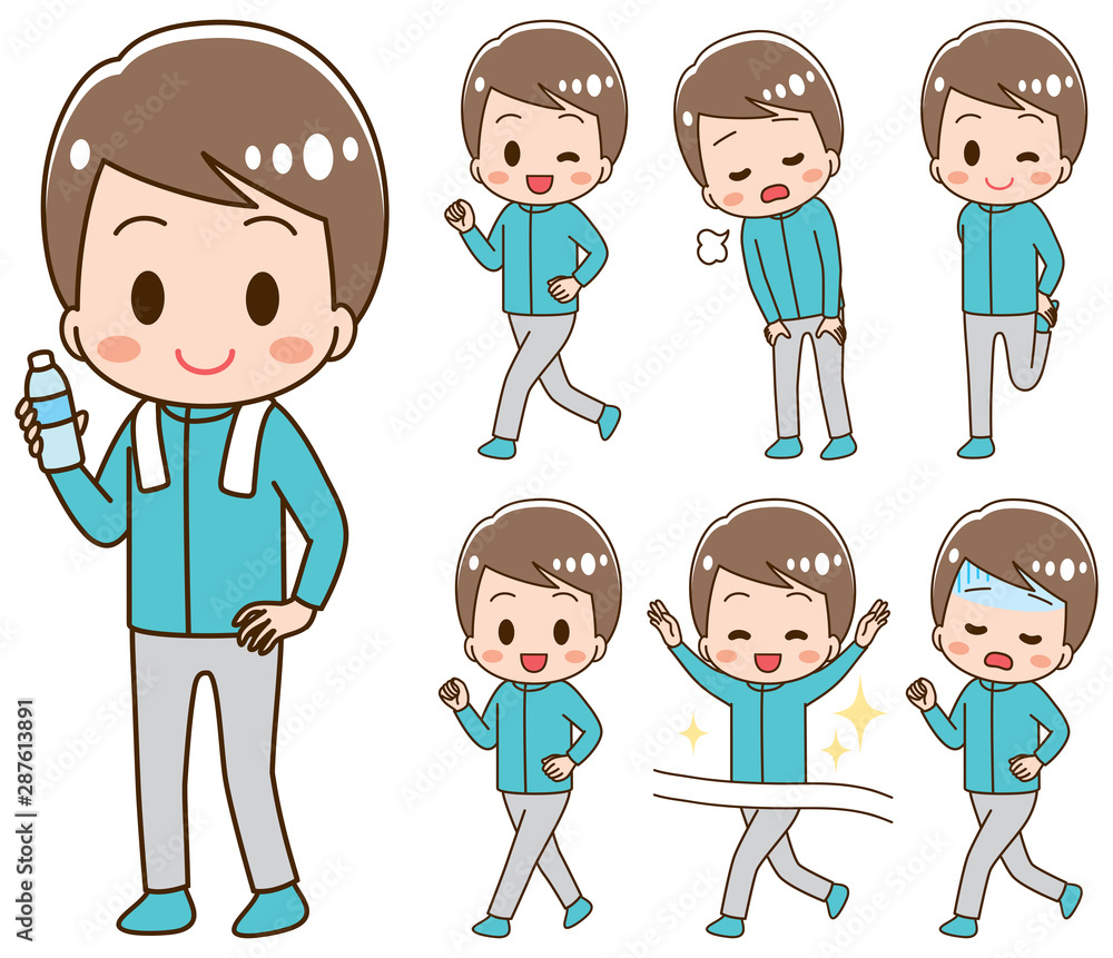 Set of illustrations of young men doing sports Set of illustrations of young men doing sports