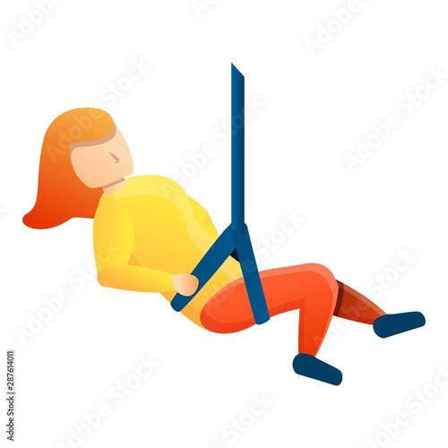 Woman zip line icon. Cartoon of woman zip line vector icon for web design isolated on white background