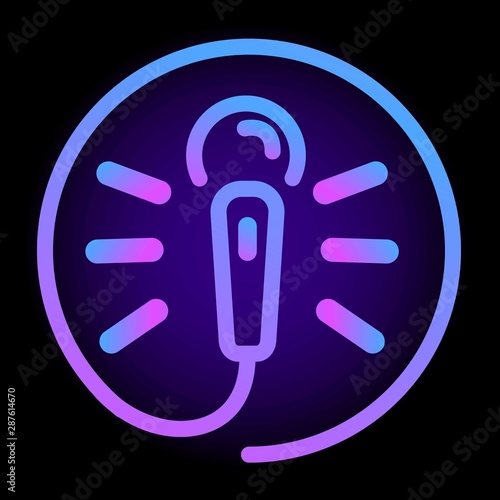 Neon microphone icon. Cartoon of neon microphone vector icon for web design isolated on white background