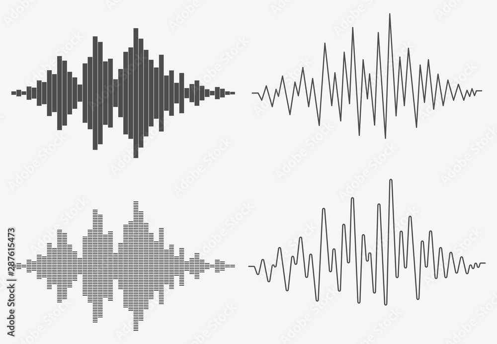Set of sound waves. Audio equalizer technology, pulse musical. Music wave. Template design for club, radio, pub, party, concerts, recitals. Set of sound waves. Audio equalizer technology, pulse musical. Music wave. Template design for club, radio, pub, party, concerts, recitals.