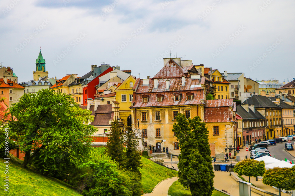 Lublin, Poland, May 10, 2019: Panorama of city of Lublin in Poland, Europe. - obrazy, fototapety, plakaty 