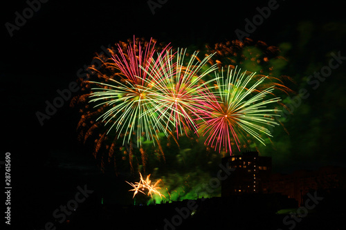 Beautiful colorful holiday fireworks in the night sky, long exposure © Stanislaw Mikulski
