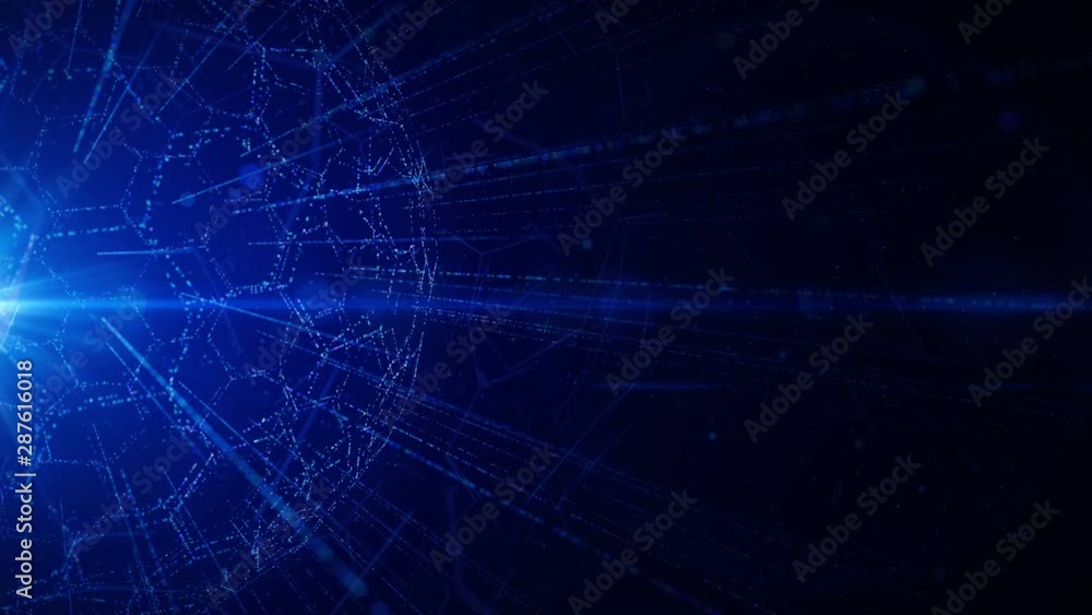 Abstract cosmic SciFi sphere from hexagon particles animation.Particles explosion.Lights and flares.Blue. Abstract cosmic SciFi sphere from hexagon particles animation.Particles explosion.Lights and flares.Blue.