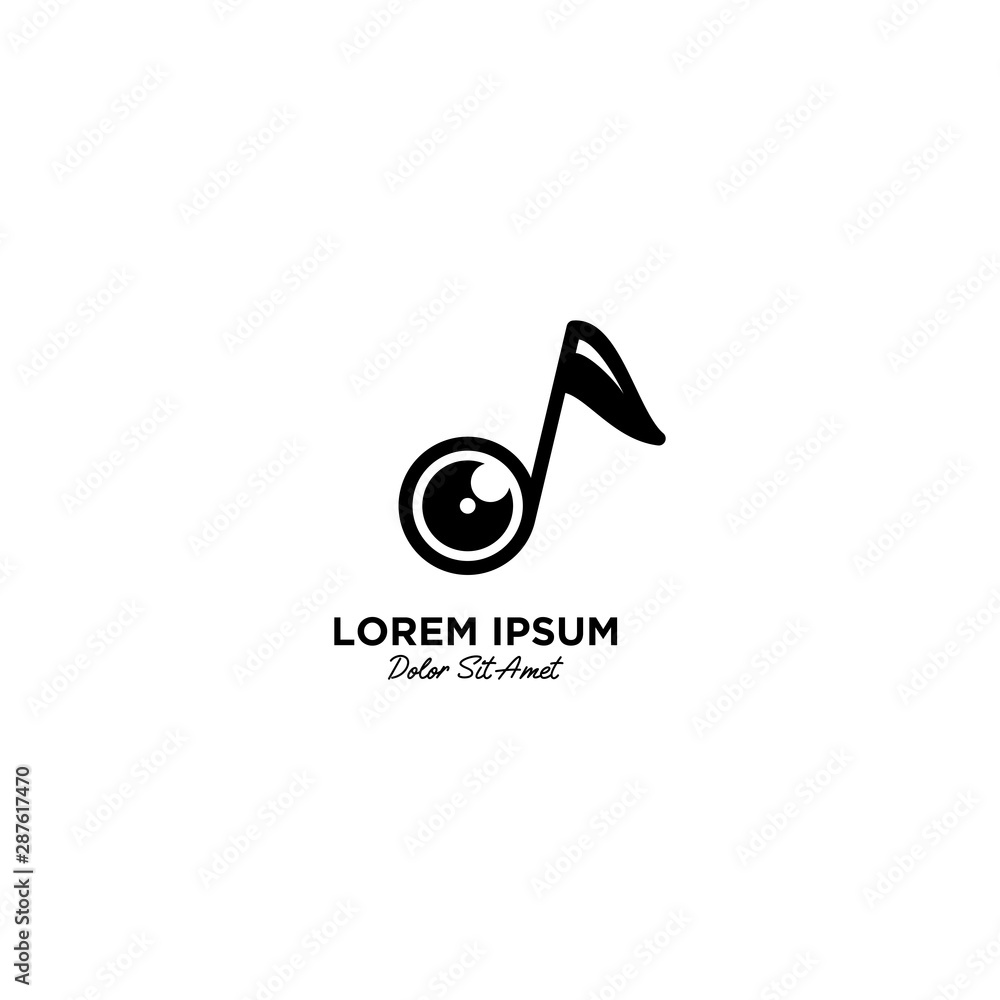 Obraz premium Music Camera logo vector icon illustration