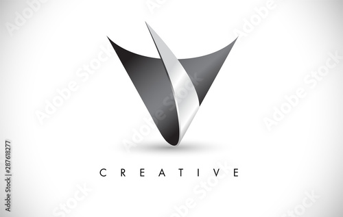 V Letter 3d Modern Trendy Design Logo. Letter V Icon Logo with 3D Look