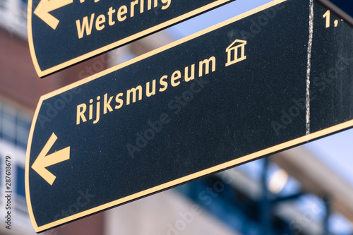 Canvas Print Amsterdam, North Holland / Netherlands - June 22nd, 2019: Rijksmuseum street sig